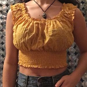 Yellow boho crop top